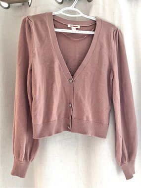 Joe Fresh Dusky Rose V-Neck Button-Front Cardigan xs used fits like small pink